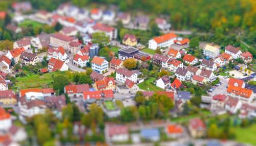 Stadt Honau, Lichtenstein – Tilt Shift Effekt Stadt Honau, Lichtenstein – Tilt Shift Effekt