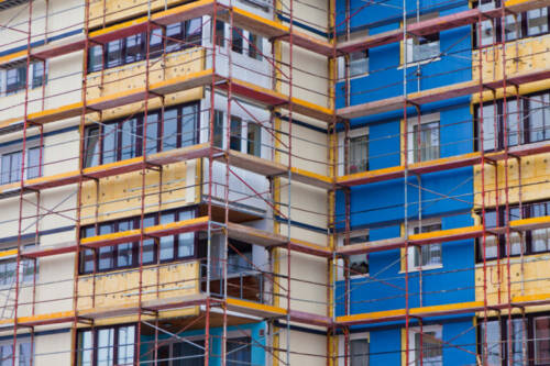 Wohnhaus wird saniert. Wärmedämmung Wohnhaus wird saniert. Wärmedämmung