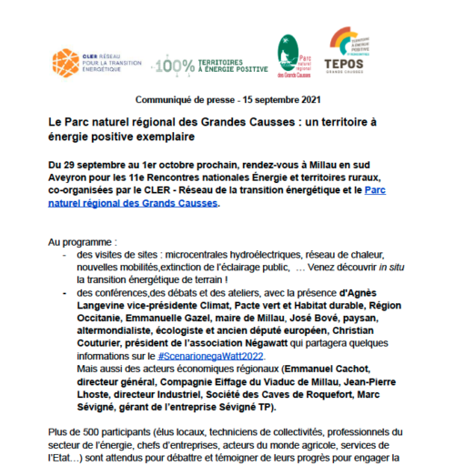 CP Rencontres TEPOS 2021 CP Rencontres TEPOS 2021