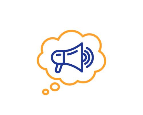 Advertisement device symbol. Megaphone line icon. Brand ambassad Advertisement device symbol. Megaphone line icon. Brand ambassad