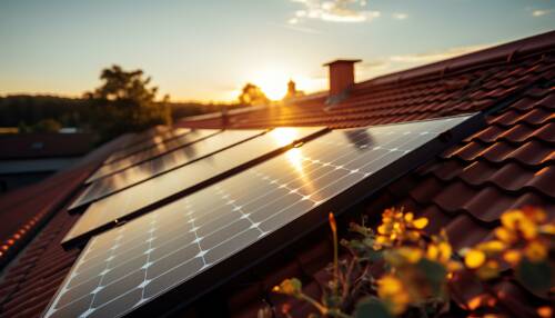 solar panels on the roof of the house. Solar panels in support of green energy. Solar power for communities. Photovoltaic panels being charged by the sun solar panels on the roof of the house. Solar panels in support of green energy. Solar power for communities. Photovoltaic panels being charged by the sun