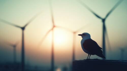 éolienne et biodiversité un oiseau devant des éoliennes