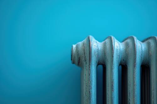 radiator on a turquoise background radiator on a turquoise background