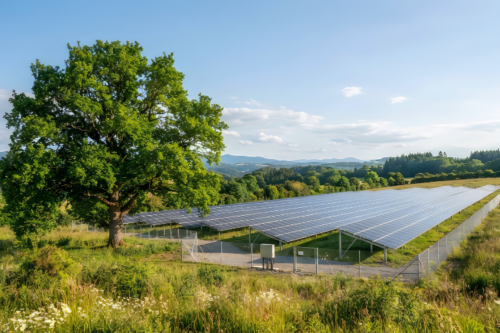 Paysage de la transition énergétique Champs de panneaux solaires